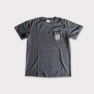 Men’s black short sleeve with pocket t-shirt.